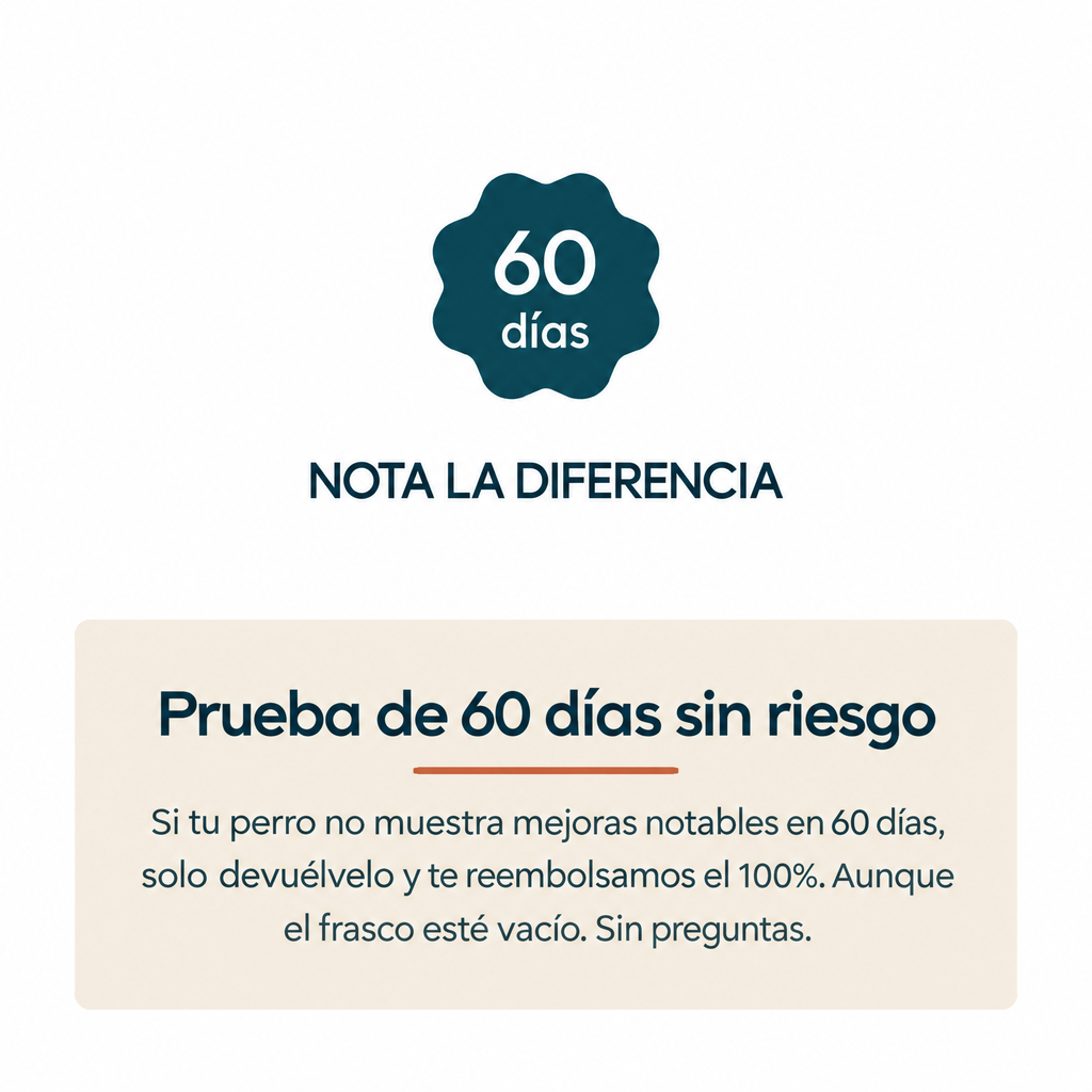 Prueba de 60 días sin riesgo: si tu perro no mejora te reembolsamos el 100%